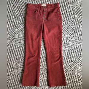 Madewell Women's Red Corduroy Pants, size 26